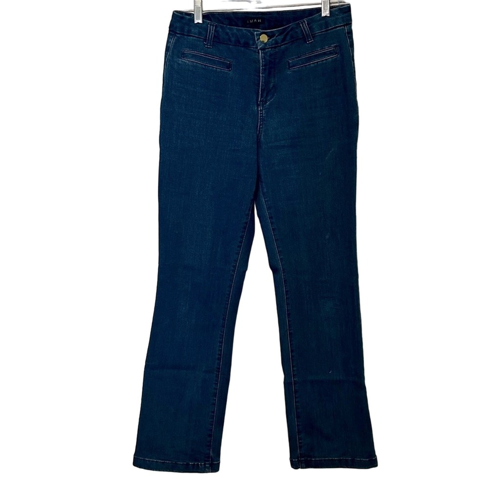 Iman Womens Flat Front Blue Jeans Slit Pockets Size 8 Classic Straight‎ Leg Mid